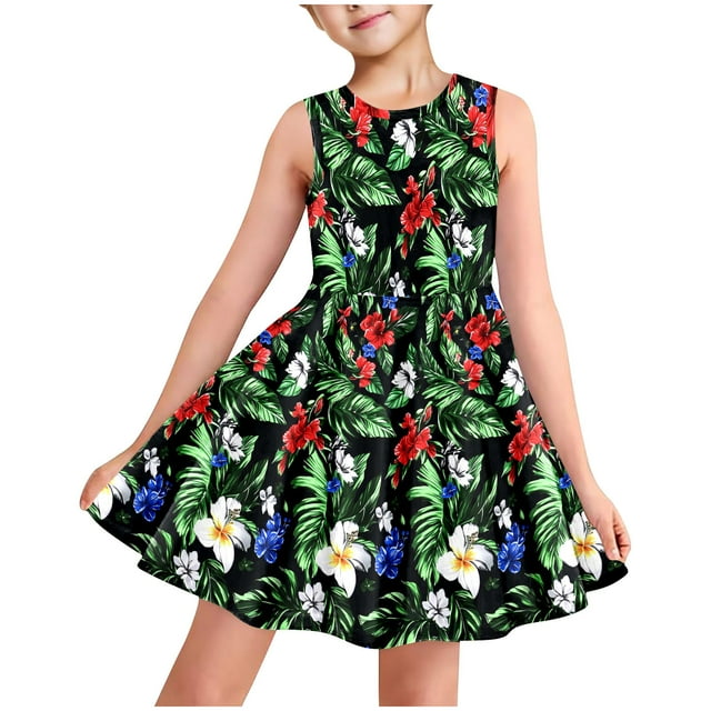 LOVZFMLL Girls' Summer Short Sleeve Ruffled Lace Round-Neck Embroidery Mesh Princess Bow Skirt