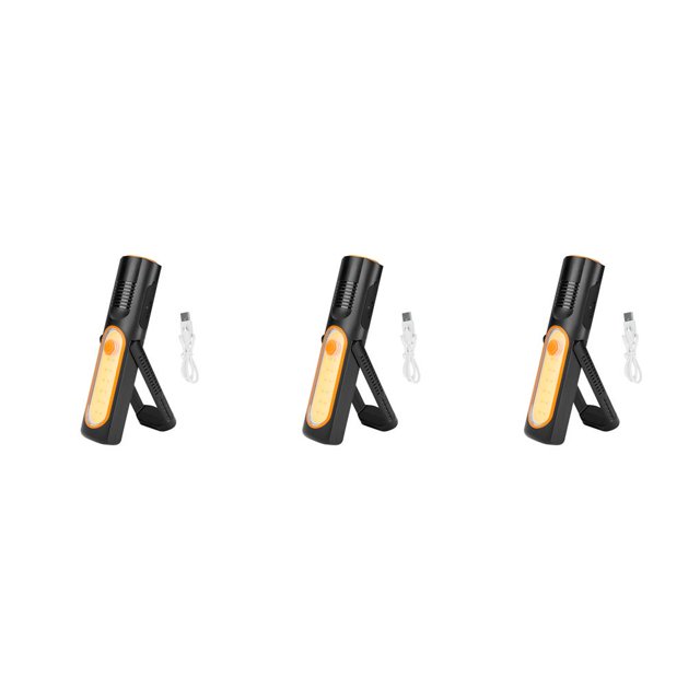 Yuarrent LED USB recargable luz de trabajo linterna portátil luces giratorias ajustable 4 modos antorcha al aire libre viajar naranja Type1 NO1