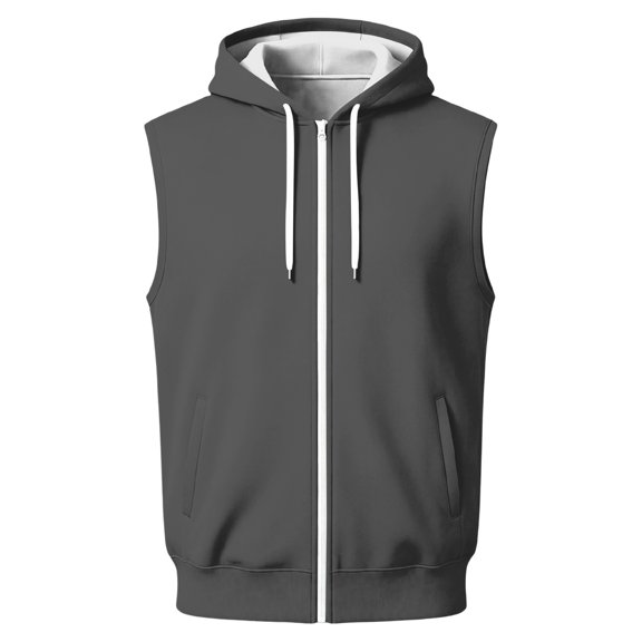EANJE Men's Hooded Sleeveless Zip Vest Casual Drawstring Regular Fit Hood Knit Multi Color Layering Tops With Pockets Dark Green M