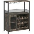 thumbnail image 1 of OUYAWEI 3-Tier Wine Bar Cabinet with LED Lights,Coffee Bar Cabinet with Adjustable Shelves,Mesh Door & Baffle,Small Liquor Cabinets with Wine Rack and Glass Holder for Home Kitchen,Burnt, 1 of 8