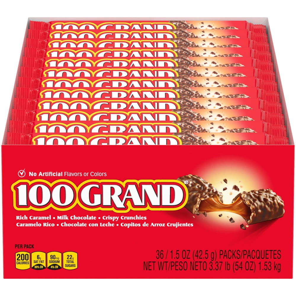 100 Grand Milk Chocolate Candy Bars, full size, pack of 36 Walmart