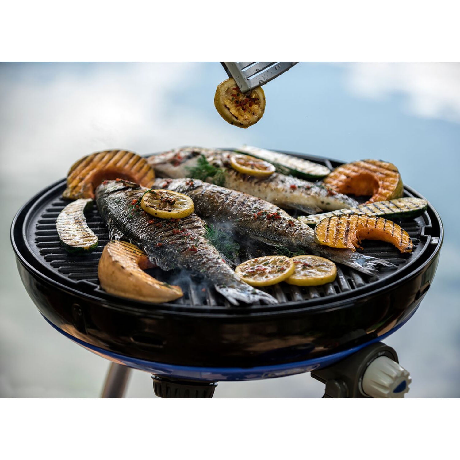 Cadac Carri Chef 2 Portable Grill with Pot Ring Grill Plate and Split Grill Griddle Plate Walmart