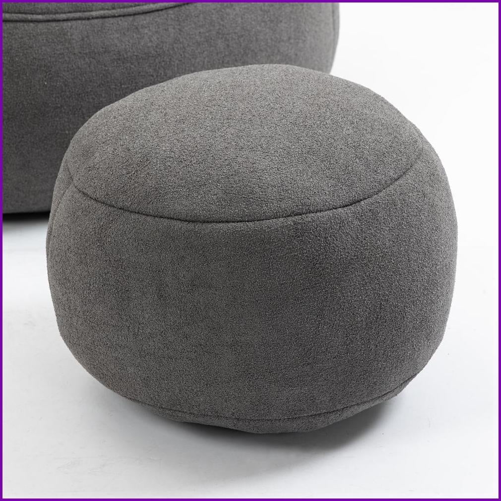 Adult Bean Bag Chair with Footrest – Soft Compressed Foam for Living Room & Bedroom | Gray | Microfiber