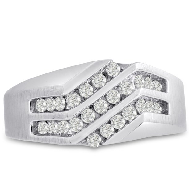 SuperJeweler Men's 1/2ct Diamond Ring In 14K White Gold GH I2I3