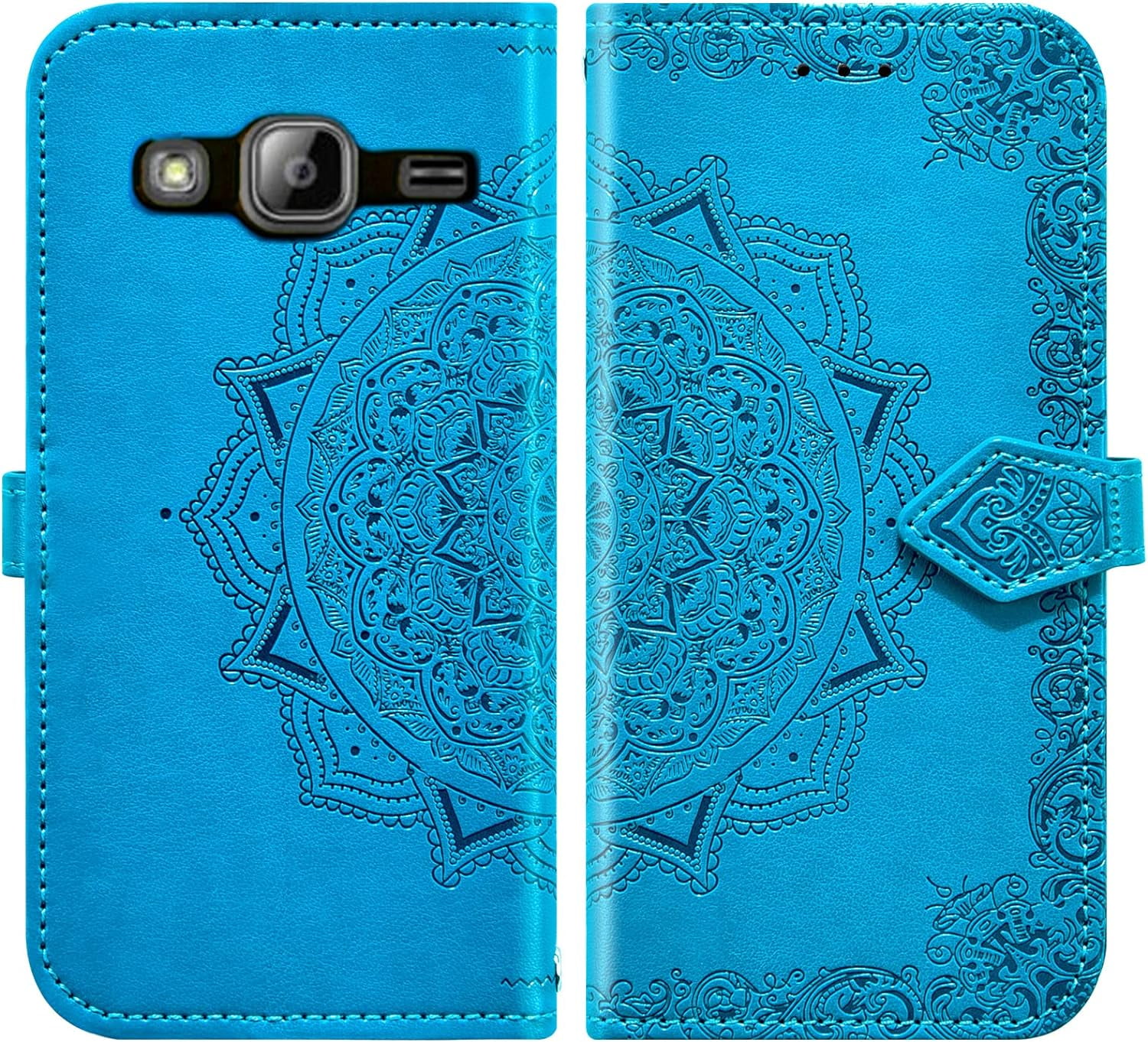 Compatible with Samsung Galaxy J3 2016 J 3 V J36V Sky Amp Prime Wallet Case Tempered Glass Screen Protector Flip Card Holder Phone Cover for Glaxay Sol J3V JV3 J36 6 J320V J320A Rose Gold