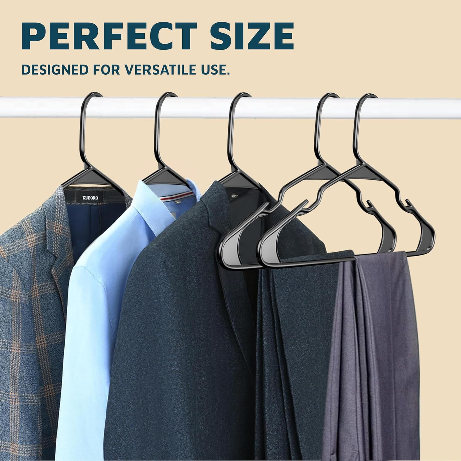 Plastic Clothes Hangers – Heavy Duty Hanger Set, for Organizing Clothes, Dresses, and Coat, Holds Up to 5 lbs, Space-Saving Hangers with Non-Slip Shoulder Grooves, Pack of 10, Black
