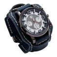 thumbnail image 1 of Reloj de pulsera Hugo Punk Retro Correa ancha de Cuero Vintage Azul, 1 of 9