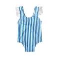 thumbnail image 2 of NAISIBABY Girls One-Piece Swimsuit, Striped Cute Ruffles Sleeveless Kids Beach Bathing Suit Blue 1T, 2 of 9