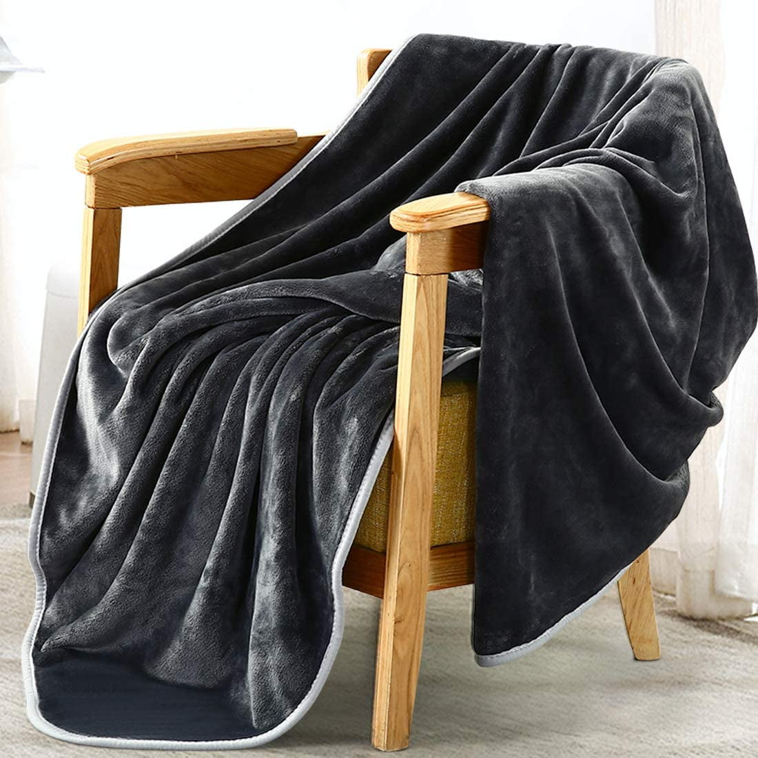 Gray,50 x 60 Wellbeing Fall Throw Blanket for Couch,Flannel Blankets & Throws,Soft Lightweight Grey Fuzzy Blanket for Bed,Sofa,Chair 