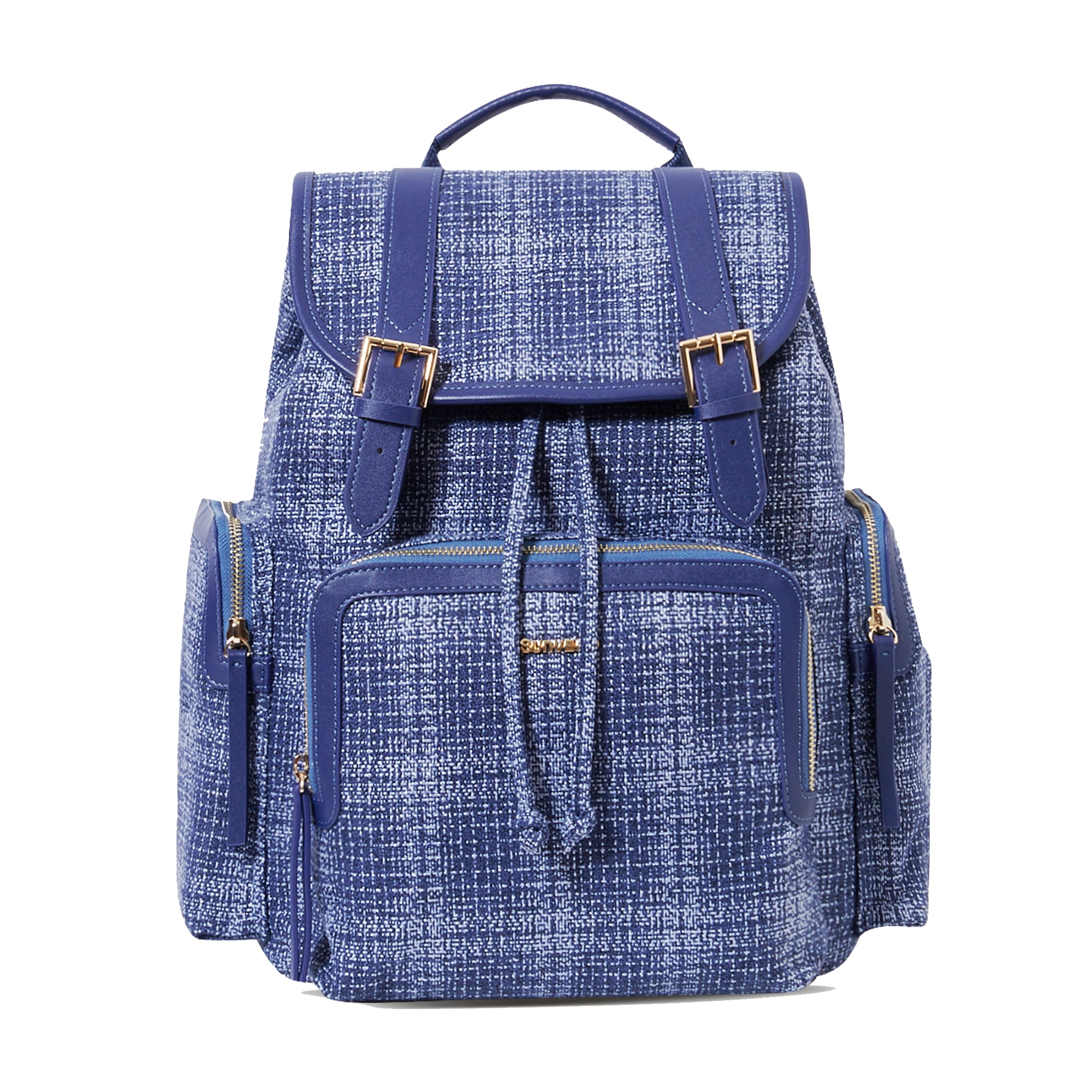 Sunveno Tweed Backpack Large Capacity Diaper Bag Nappy Organizer Backpack, Blue
