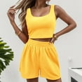 thumbnail image 2 of WAYUTE Short Sets Women 2 Piece Outfits Soft Sleeveless Matching Clothing Crop Top and High Waisted Shorts Solid Color Casual Summer Outfits, 2 of 5