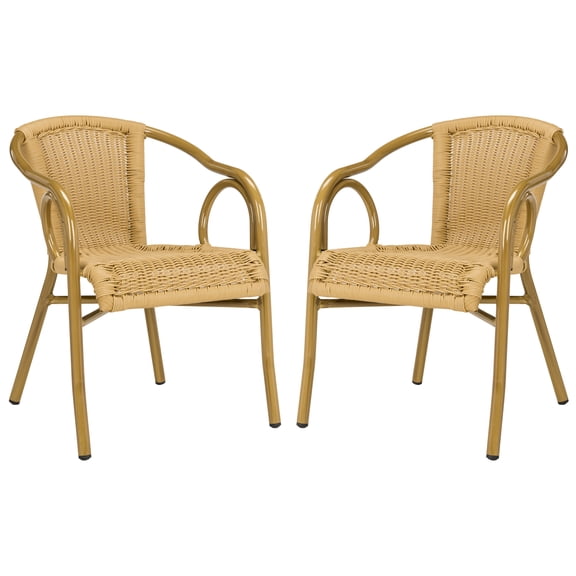 Safavieh Dagny Outdoor Stacking Arm Chair, Set of 2 - Light Brown