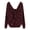 Burgundy, variant on Sweater For Women Long Sleeve V Neck Slouchy Style Sweater Pearl Decoration Solid Color Ribbed Knit Sweater Casual Relaxed Fit Pullover Jumper Gray L