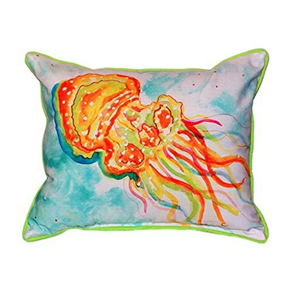 Betsy Drake Orange Jellyfish Extra Large Zippered Pillow 20x24