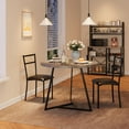 thumbnail image 4 of 3-Piece Round Dining Set for 2 - Compact 31.4" Rustic Gray Kitchen Table with Upholstered Chairs, Space-Saving Breakfast Set for Small Spaces, Apartments & Studio Living, 4 of 10