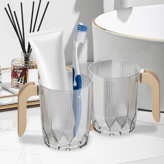 Feltree Durable Plastic Toothbrush and Rinsing Cup, Easy to Clean Design for Bathroom, Household, and Dormitory Use