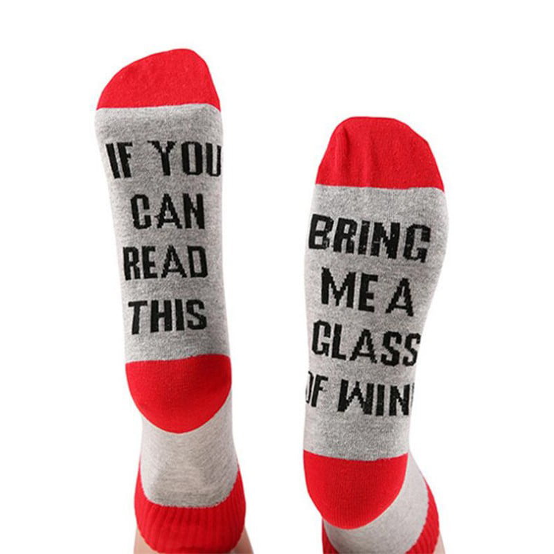 Women Men Warm Socks "Dobby is FREE'' Novely Letter Printed Hosiery Stockings 
