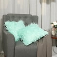 thumbnail image 2 of PiccoCasa Shaggy Faux Fur Throw Pillow Cover, Soft Plush Square Cushion Cover, 18" x 18" Green, 2 of 8