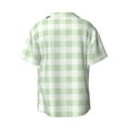 thumbnail image 6 of Lsque Green Checkboard print Men's Cuban Collar Short Sleeve Shirt Summer Beachwear Casual Button Down Fashionable Vacation Leisure Shirt-3X-Large, 6 of 7