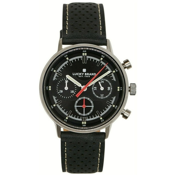 Lucky Brand Men's Chronograph Fairfax Black Perforated Leather Strap Watch  41Mm - Walmart.com