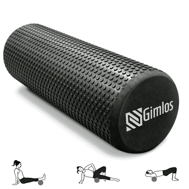 Gimlos 18" Foam Roller for Exercise - Medium Density, Deep Tissue Massage and Muscle Recovery (Black)
