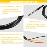 BUZIFU 2 PCS DS18B20 Waterproof Temperature Sensors Transducer Thermal Probe Compatible with DIY Arduino Raspberry Pi Etc.