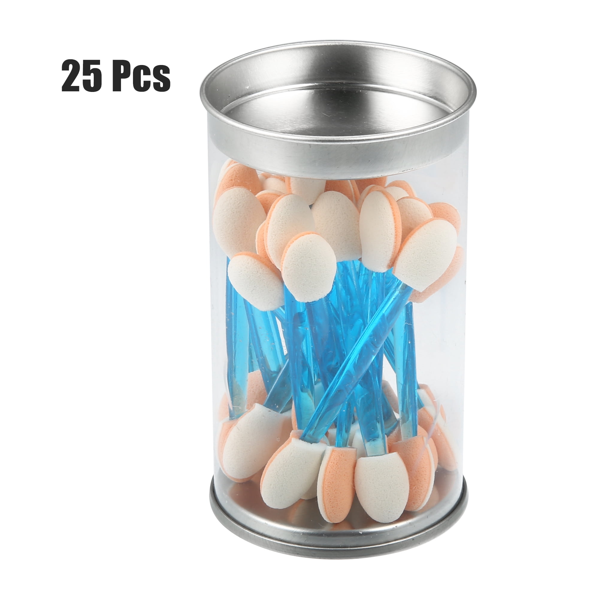 Unique Bargains 25 Pcs Dual Sides Eye Shadow Sponge Applicators with Container Blue White
