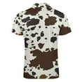 thumbnail image 5 of Cow Print Textures Men Zipper T-shirt Summer Casual Short Sleeve T-shirt Top, 5 of 7