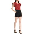 thumbnail image 2 of Blusa de mujer con mangas de mariposa, escote en V y estampado de lunares, color rojo M, 2 of 6