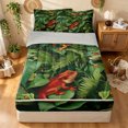 thumbnail image 2 of Manfei Bohemian Lizard Zipper Full Size Comforter Sets with Fitted Sheet and 2 Pillowcases, Tropical Botanical Zipper Bedding Set, Dark Green, Gray Reversible, 4pcs, 2 of 7