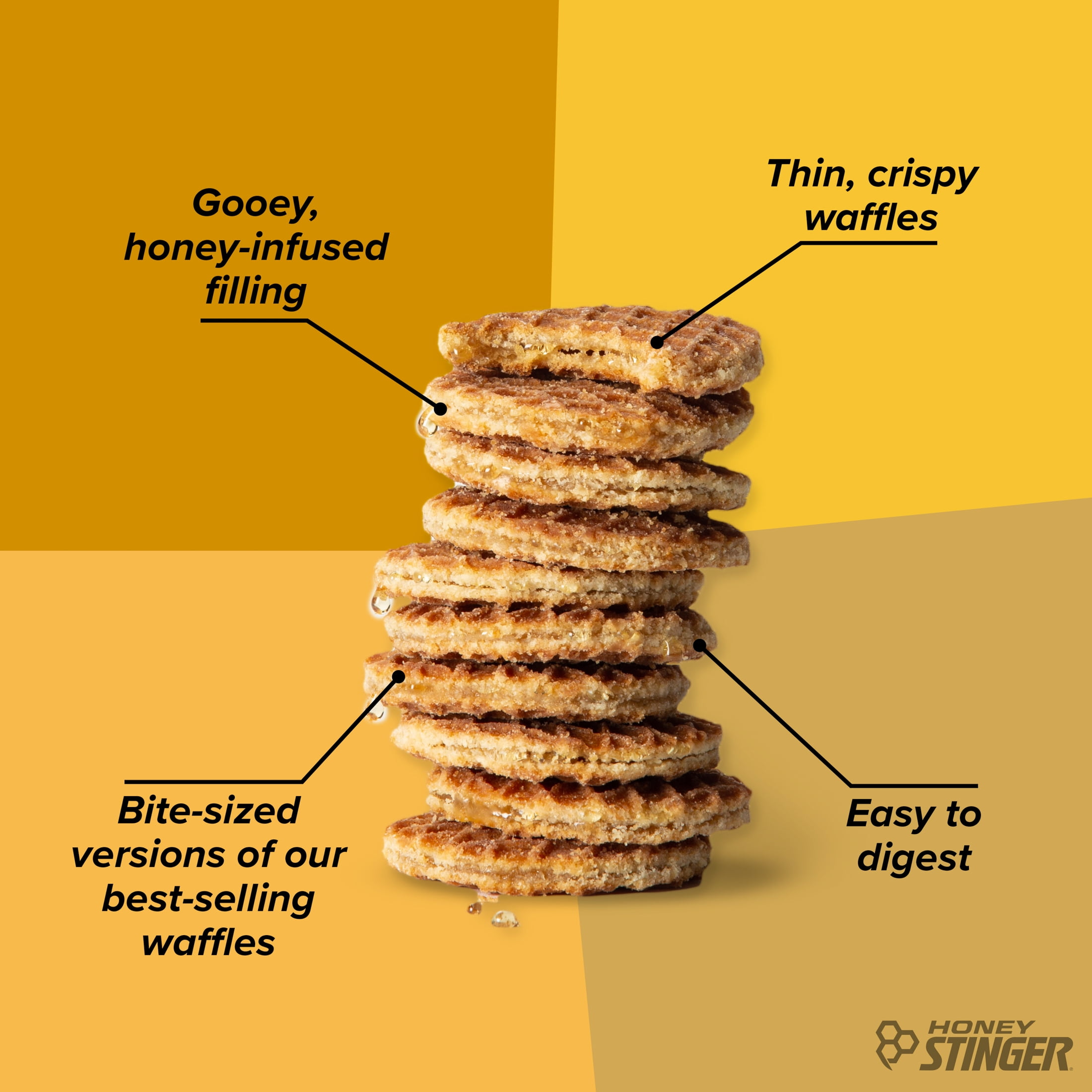 (15 pack) Honey Stinger Organic Mini Energy Waffle Snack, Honey, 5.3 oz Bag