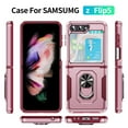 thumbnail image 3 of Case Compatible with Samsung Galaxy Z Flip 5, Cover with Magnetic Ring Holder Stand Hybrid Rugged Shockproof Drop Proof Heavy Duty Cell Accessories for Samsung Galaxy Z Flip 5 Women Men, Pink/Rose, 3 of 10