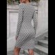 thumbnail image 5 of Vestido Informal de Verano y Otoño para Mujer, con Mangas Largas, Estampado Floral, Cuello en V, Cintura Alta, Volantes, Corte A, Suelto y Escalonado. y Negro L, 5 of 7