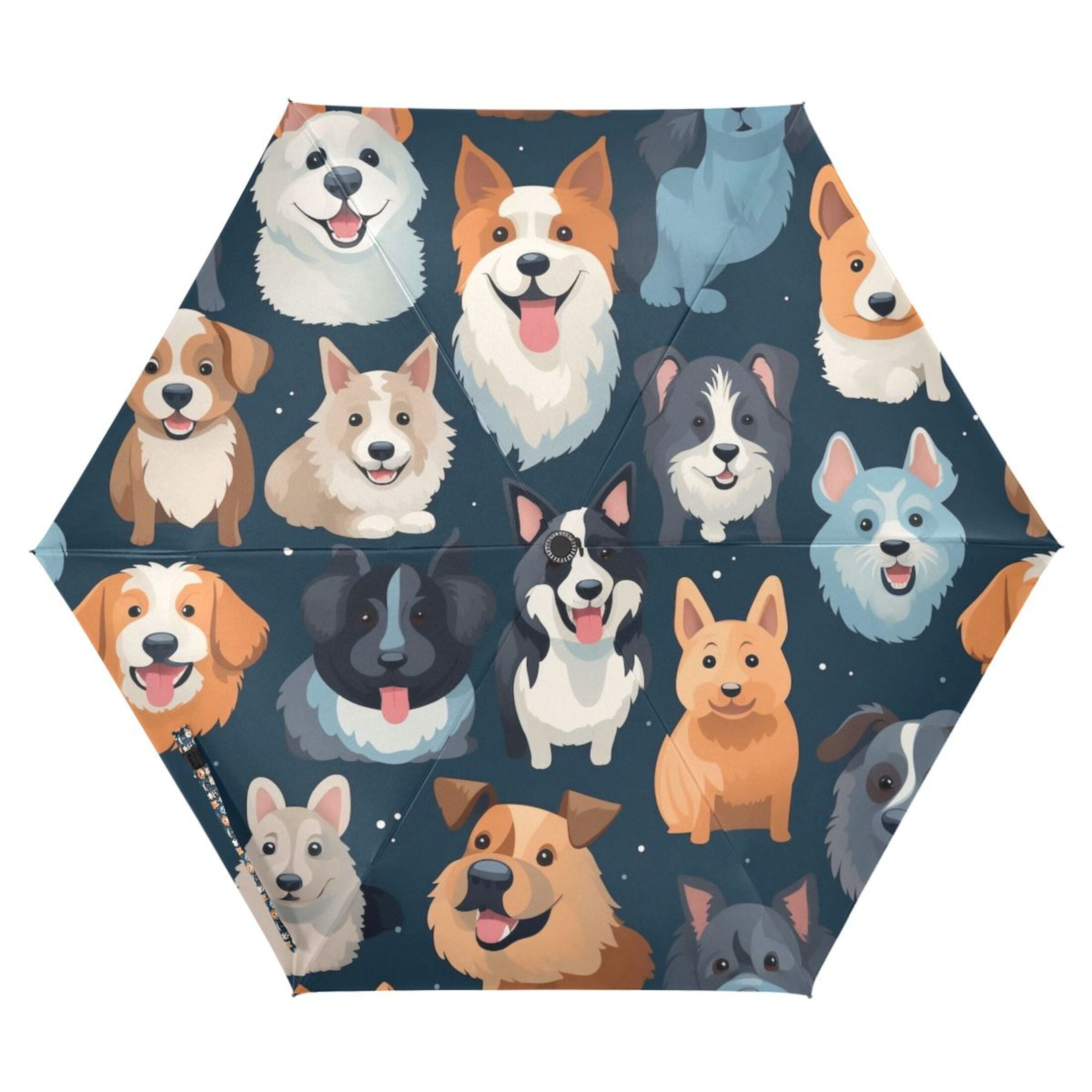 Various Happy Dogs Compact Sun Umbrella Windproof Travel Umbrellas for Rain Strong Portable UV Protection