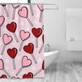 thumbnail image 3 of DouZhe Red Pink lollipop Hearts Pattern Shower Curtain, Waterproof Bath Curtains for Bathroom Decorations, 72 x 72 inches, 3 of 7