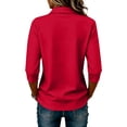 thumbnail image 5 of Yifymode Womens Polo Shirts for Work Golf Collared Button Vintage 3/4 Sleeve Tops | Lightweight, Workout, Athletic, Walking, Gym, Office, Holiday,Red S, 5 of 5