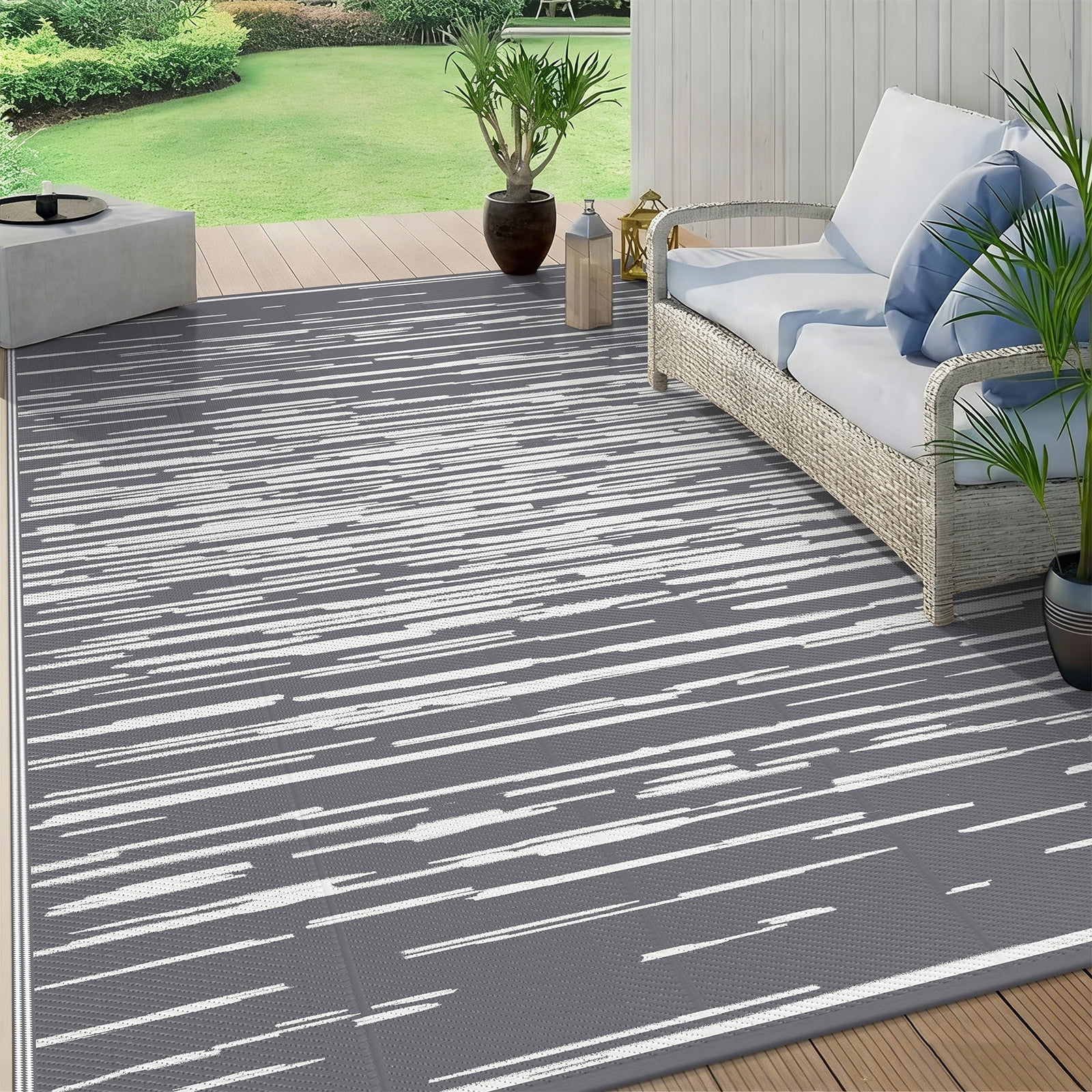 Ileading Outdoor Rugs 8'x10' for Patios Clearance Waterproof Patio Rugs Reversible Mats Plastic Straw Rug Large Outside Area Rug Door Mat for RV,Patio,Backyard,Deck,Beach,Trailer,Camping