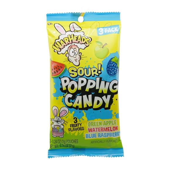 Warheads Easter Sour Popping Candy 3 Fruity Flavors, 3 Pack