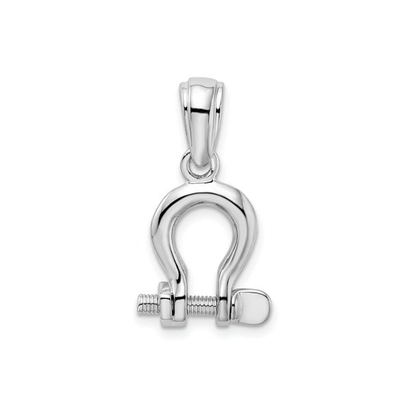 FJC Finejewelers 925 Sterling Silver Rhodium Plated Polished 3D Med. Shackle Link Charm 25 x 13 mm