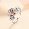 thumbnail image 1 of Anillo femenino de plata S925 con 50 moissanitas en color oro rosa 520, regalo de San Valentín, 1 of 5