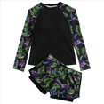 thumbnail image 1 of Traje de Baño de Dos Piezas con Camiseta y Pantalones Cortos de Larga para Mujer con Sujetador Incorporado Verde Púrpura L, 1 of 8