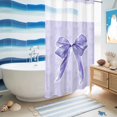 thumbnail image 5 of No Hook Shower Curtain, Purple Bow Shower Curtains for Bathroom with See Through Top Window, Cute Bowknot Simple Pure Color Waterproof & Washable Bath Curtain Small Stall 36"x78", 5 of 9