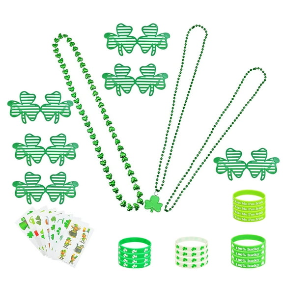ETHZZLE 1 Set of Irish Accessories for Women Clover Shape Plastic and Paper Party Decoration Back to School