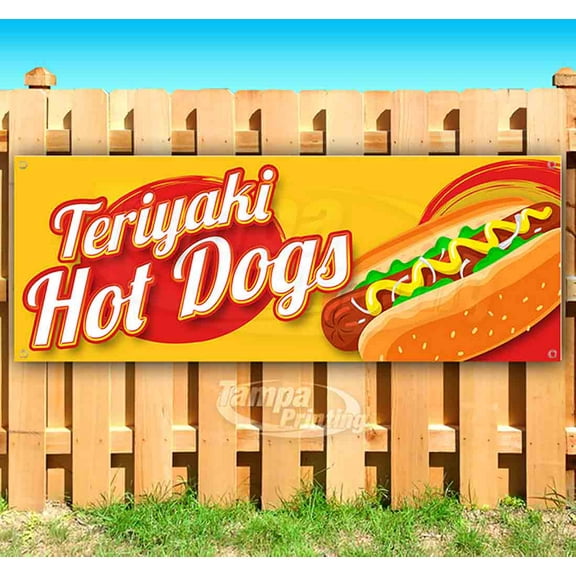 Teriyaki Hot Dogs 13 oz Vinyl Banner With Metal Grommets