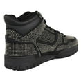 thumbnail image 3 of La Sheelah Flat Women High Top Fashion Sneakers Chelsea Shoes Lace Up Rhinestone Bling Sparkly Studs RICH-42 Black 8, 3 of 5
