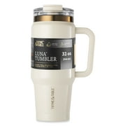 Thyme & Table 32 fl oz Stainless Steel Luna Tumbler with Handle and Dual Straw Lid, Cream