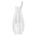 thumbnail image 2 of Hansber One Shoulder Flowers Girls Dress High Low Chiffon Wedding Bridesmaid Pageant Prom Ball Gown White 14, 2 of 5