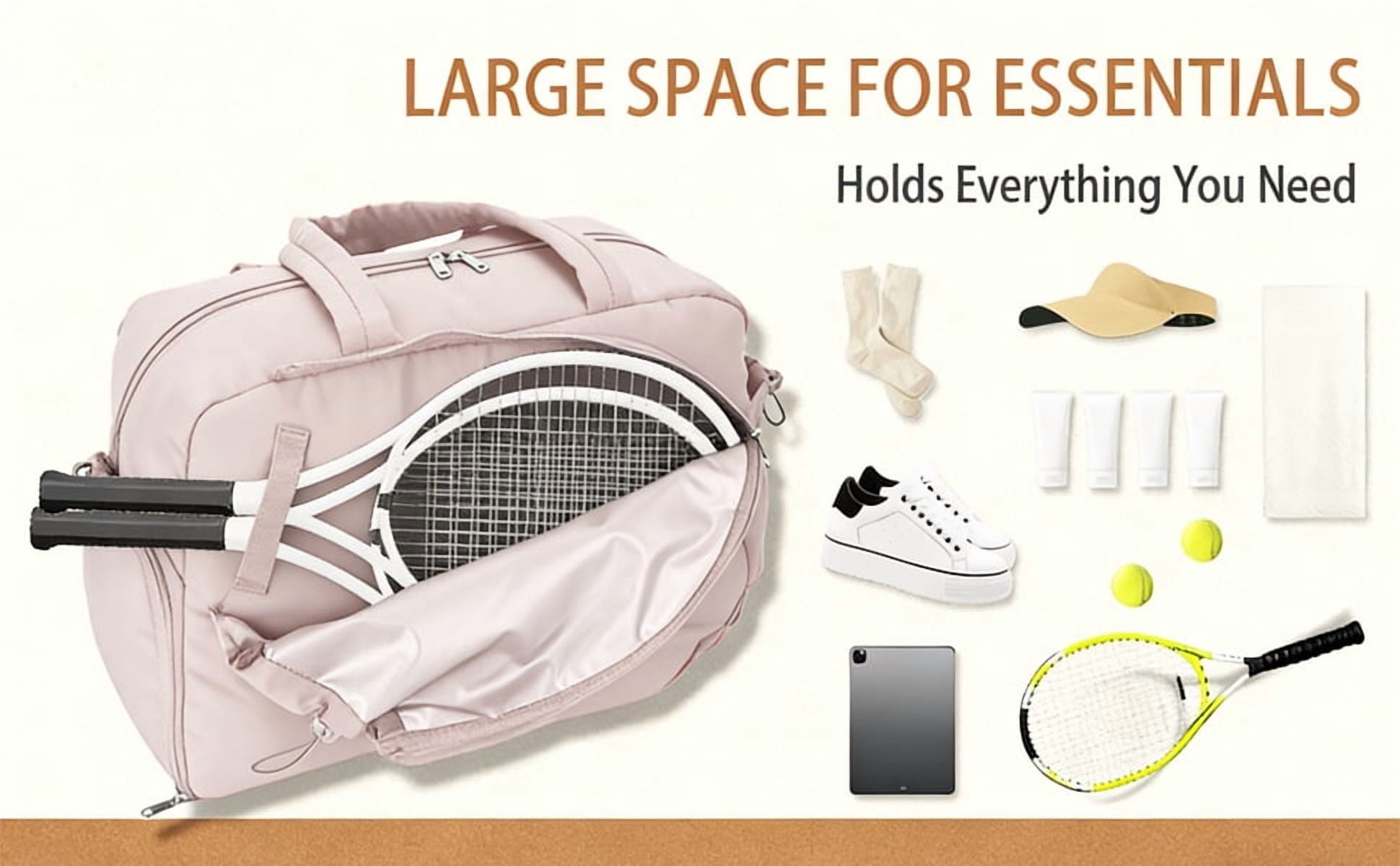 Tennis Bag for Women, Multi-Pocket 35L Tennis Gym Bag, Sport Bag with Shoe Compartment, Wet Pocket for Pickleball Badminton (Black)