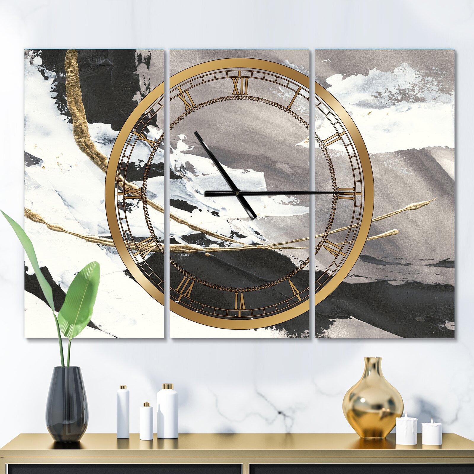 Oversized Painted Arcs II Glam Metal Wall Clock, Overall Product Weight