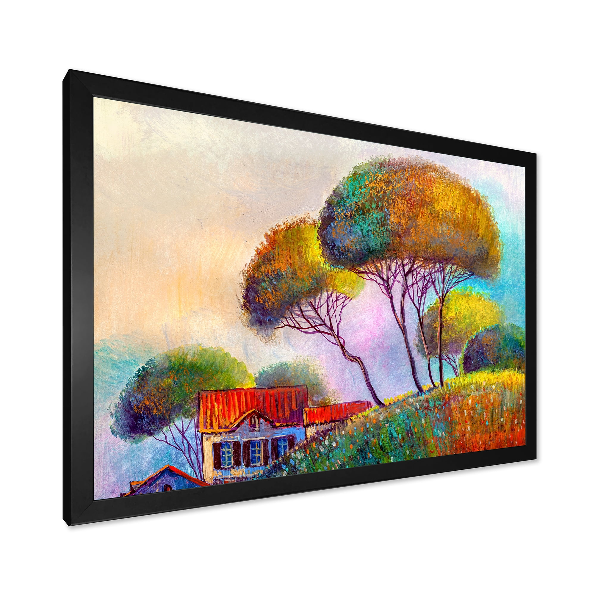 Designart 'Beautiful Village House On A Hot Summer Day' Modern Framed Art Print
